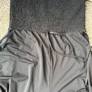 HALARA Black Strapless Smocked Jumpsuit